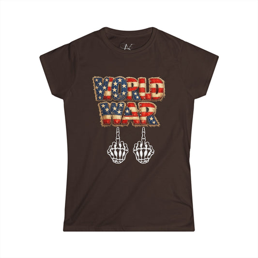 World War USA Graphic Tee — Patriotic Skeleton Middle Finger T‑Shirt