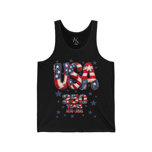 USA 250 Years Patriotic Tank Top —Patriotic Sleeveless Shirt