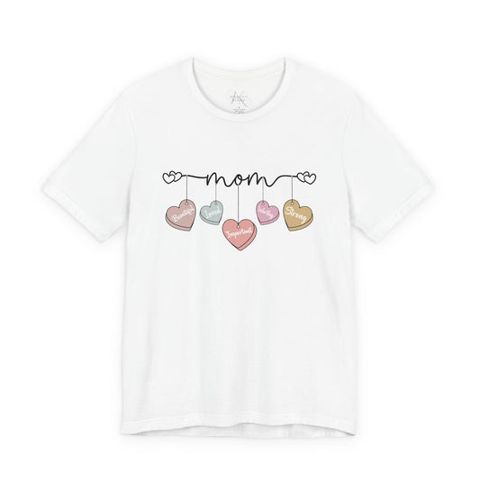 Mom Heart Garland T-Shirt — Mother’s Day Cute Pastel Hearts Tee
