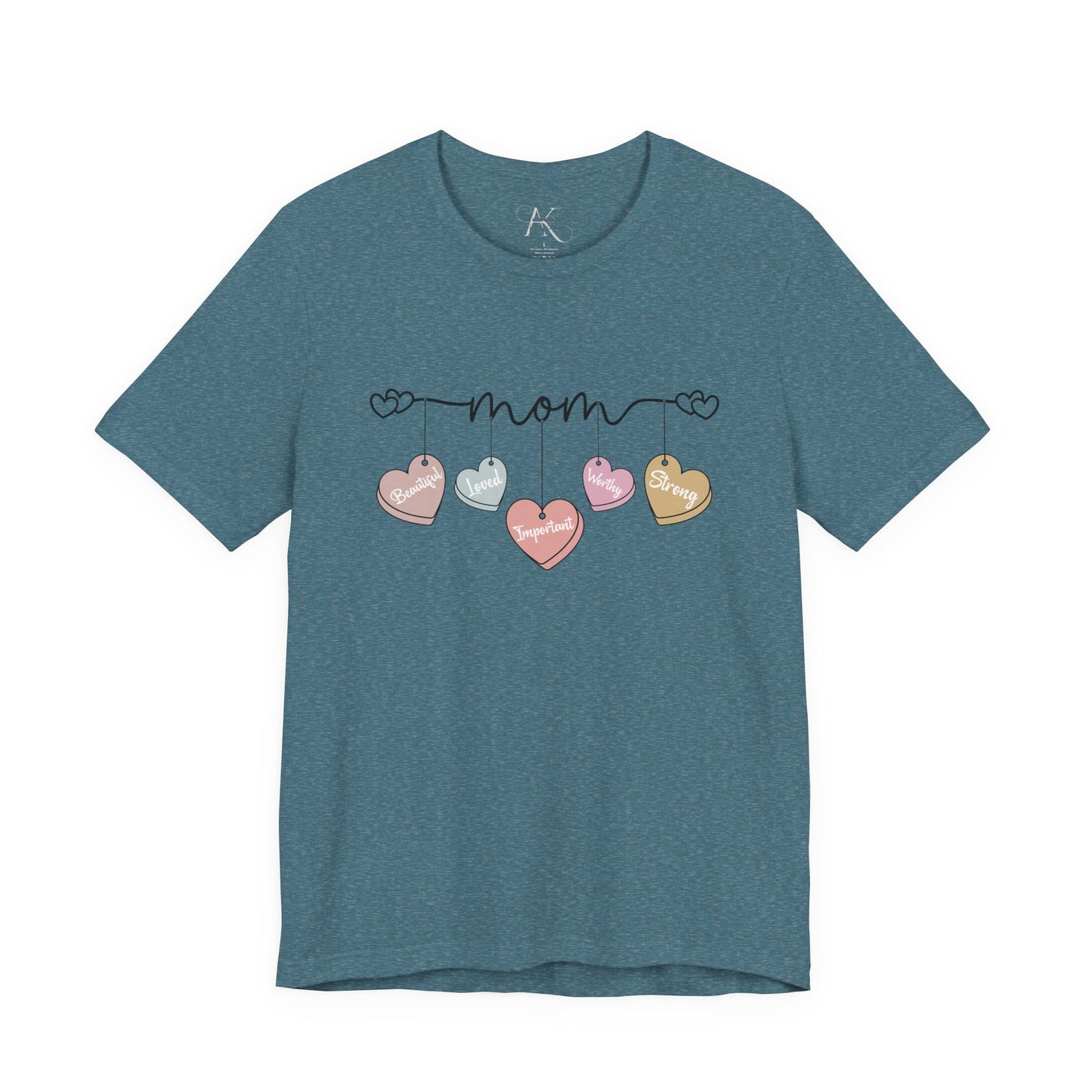 Mom Heart Garland T-Shirt — Mother’s Day Cute Pastel Hearts Tee