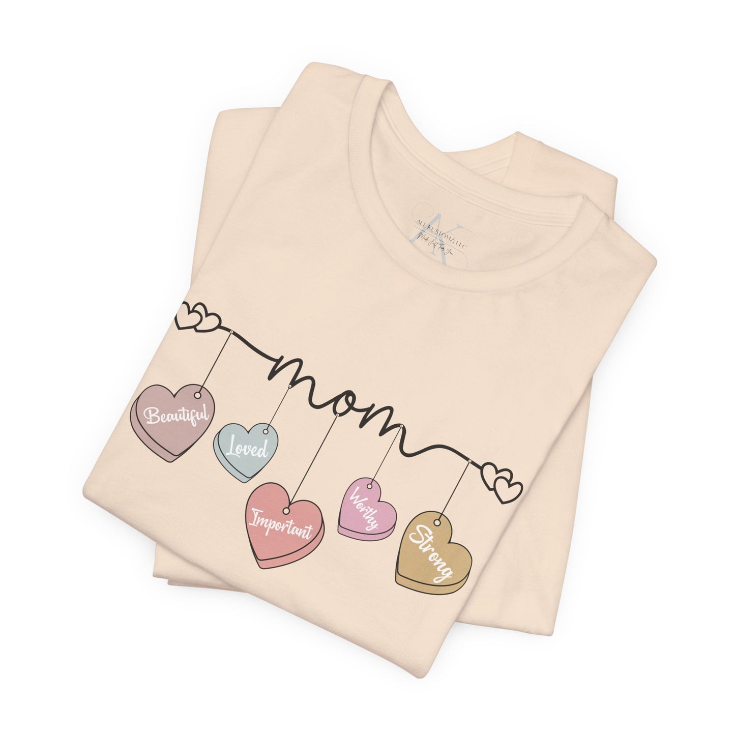 Mom Heart Garland T-Shirt — Mother’s Day Cute Pastel Hearts Tee