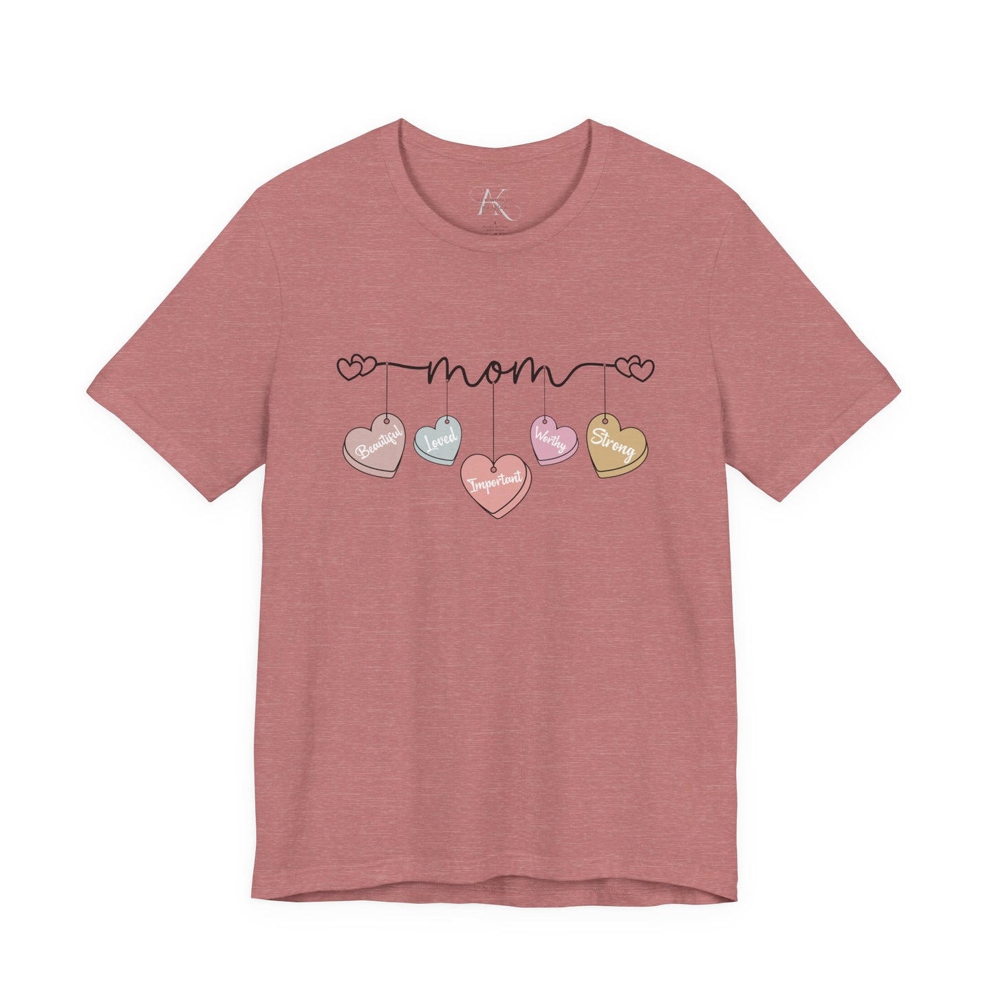 Mom Heart Garland T-Shirt — Mother’s Day Cute Pastel Hearts Tee