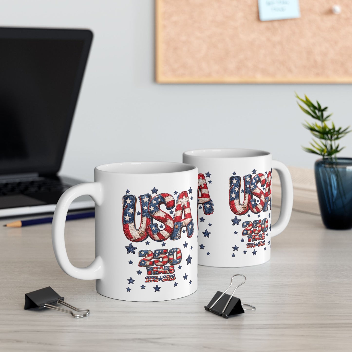 USA Flag Ceramic Mug – Patriotic 250 Years Stars & Stripes Coffee Cup (11oz, 15oz)