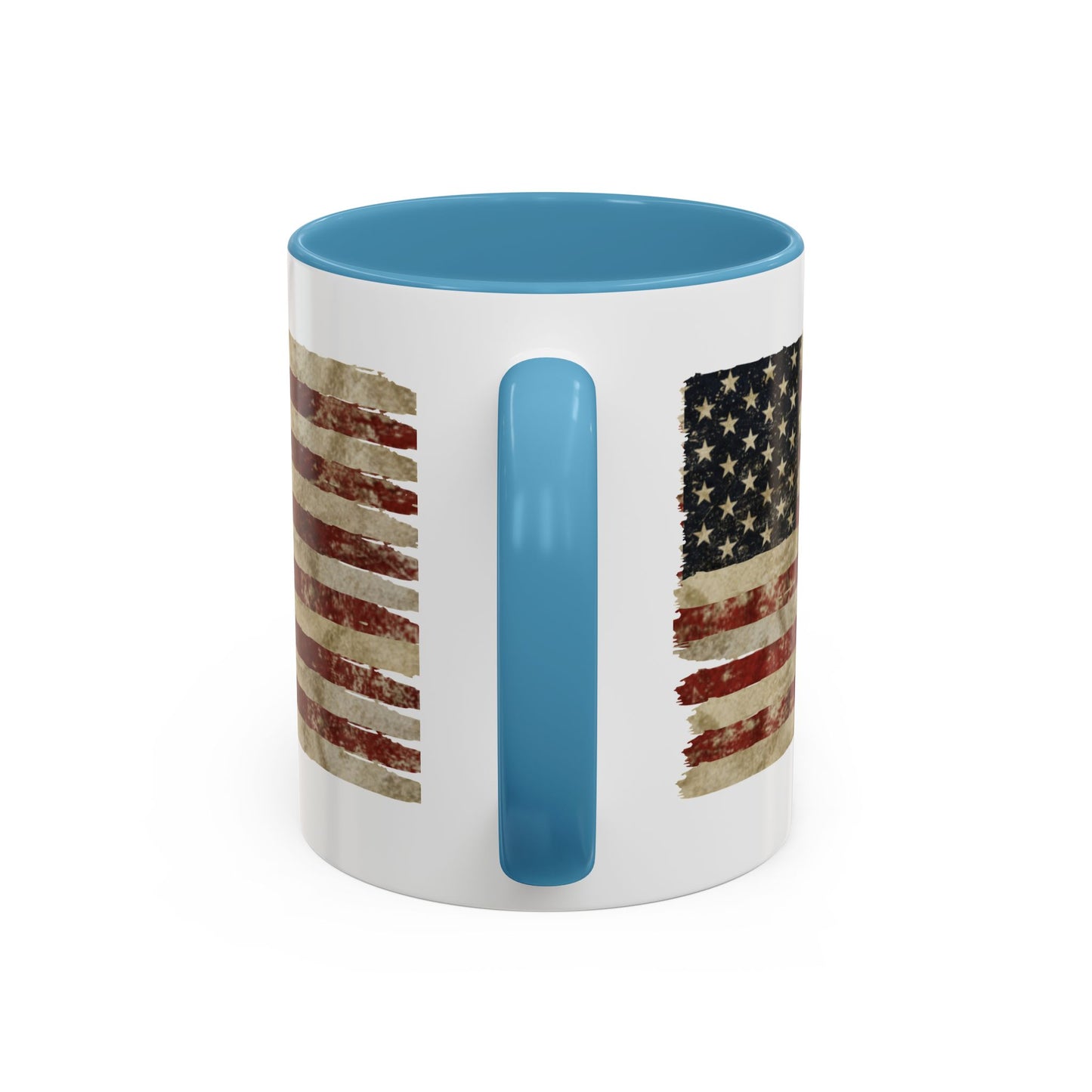 Distressed American Flag Accent Coffee Mug — Patriotic 11/15oz Ceramic
