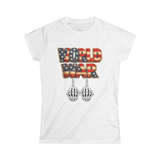 World War USA Graphic Tee — Patriotic Skeleton Middle Finger T‑Shirt