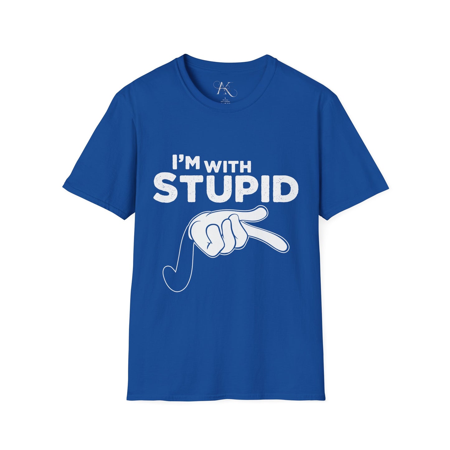 I’m With Stupid T-Shirt — Funny Graphic Tee with Pointing Hand