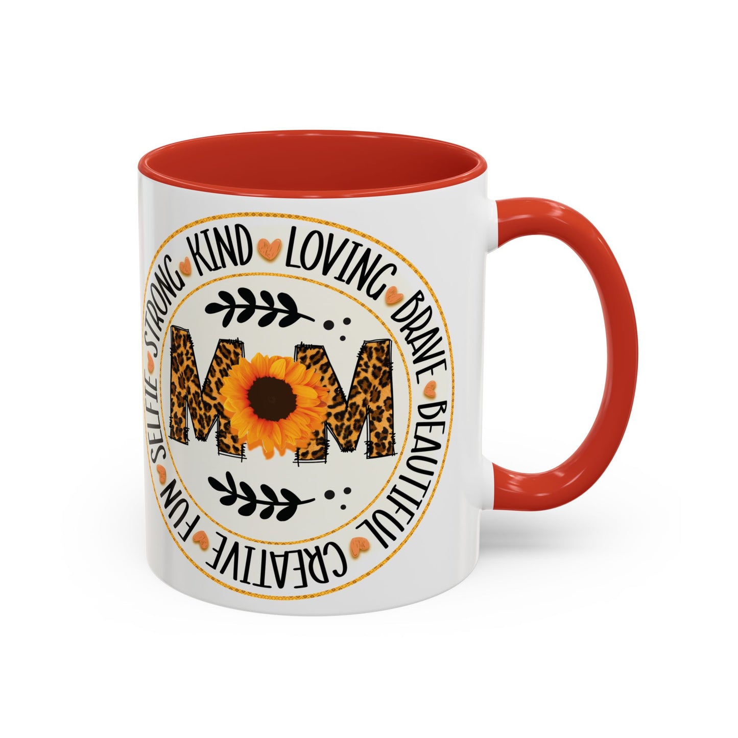 Mom Leopard Sunflower Coffee Mug — 'Mom' Floral Animal Print Accent Mug (11/15oz)