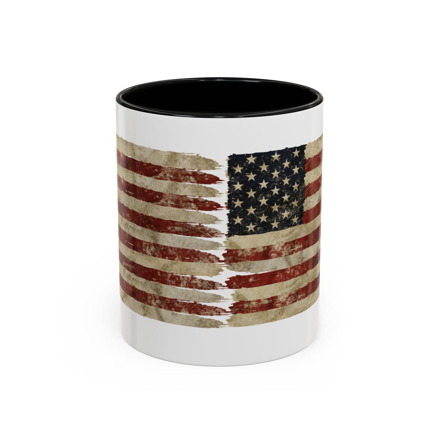 Distressed American Flag Accent Coffee Mug — Patriotic 11/15oz Ceramic