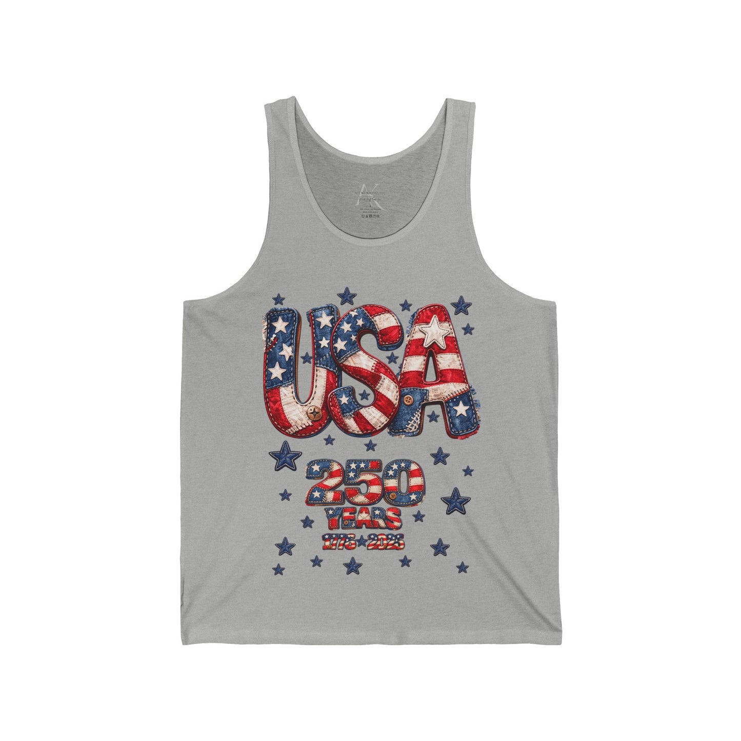 USA 250 Years Patriotic Tank Top — American Flag Fourth of July Sleeveless Shirt