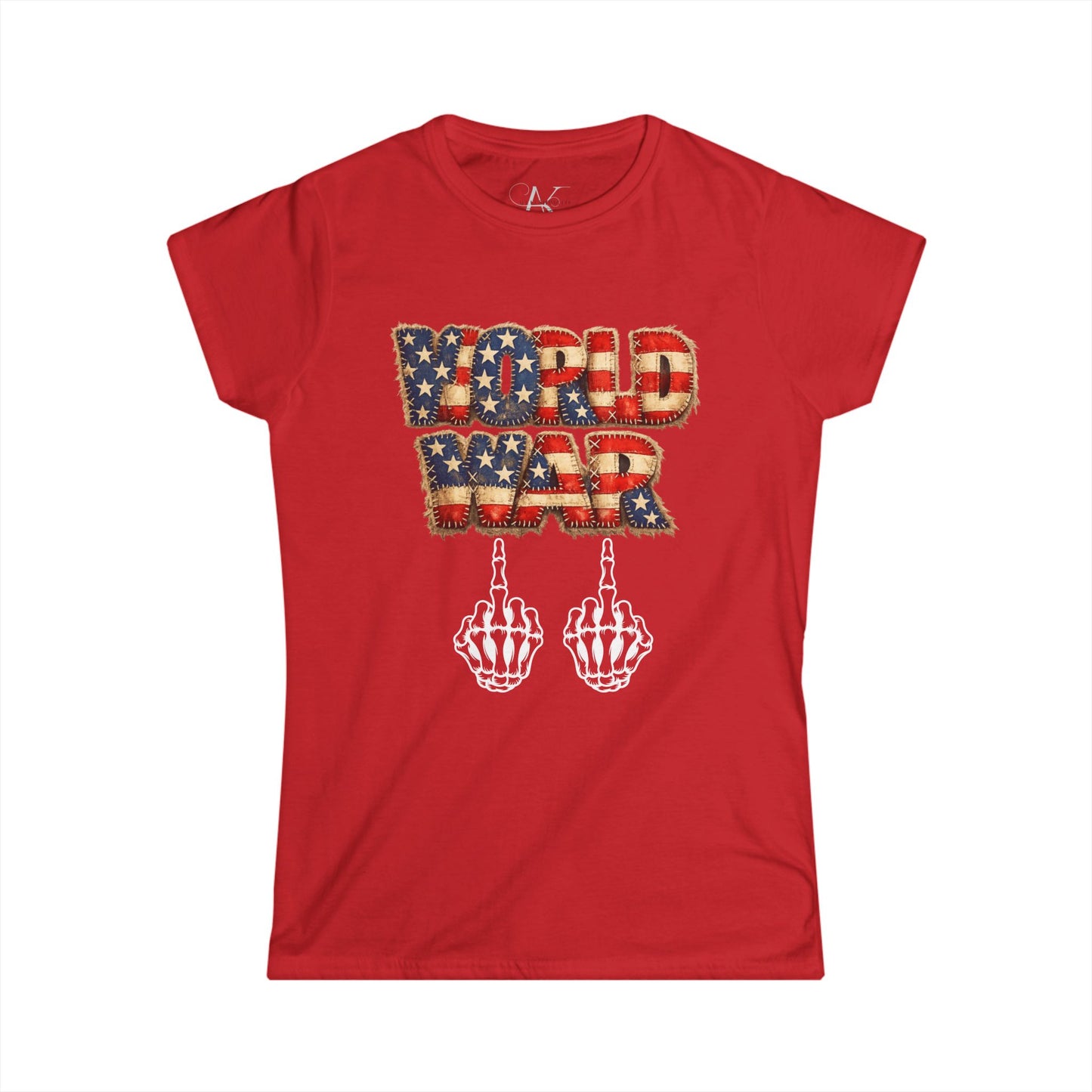 World War USA Graphic Tee — Patriotic Skeleton Middle Finger T‑Shirt