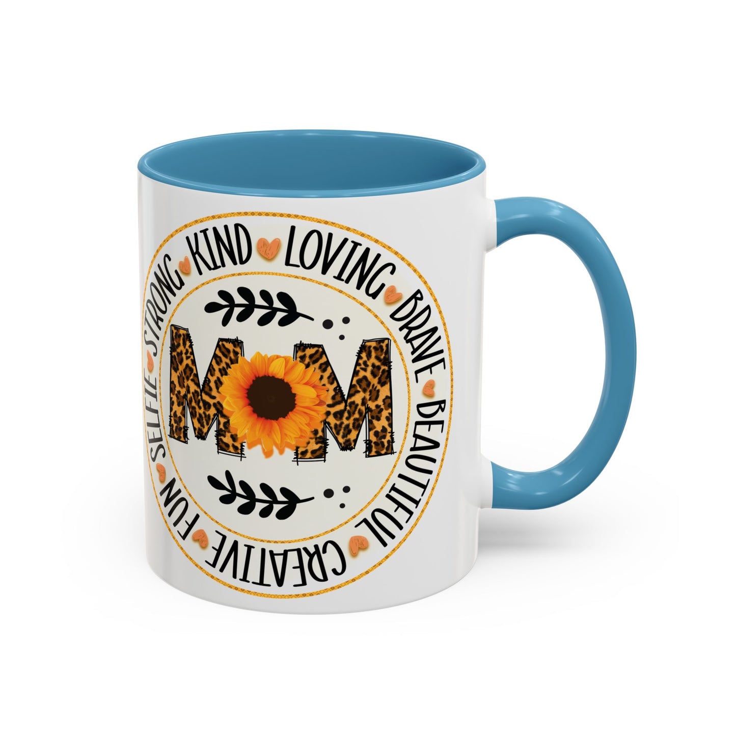 Mom Leopard Sunflower Coffee Mug — 'Mom' Floral Animal Print Accent Mug (11/15oz)