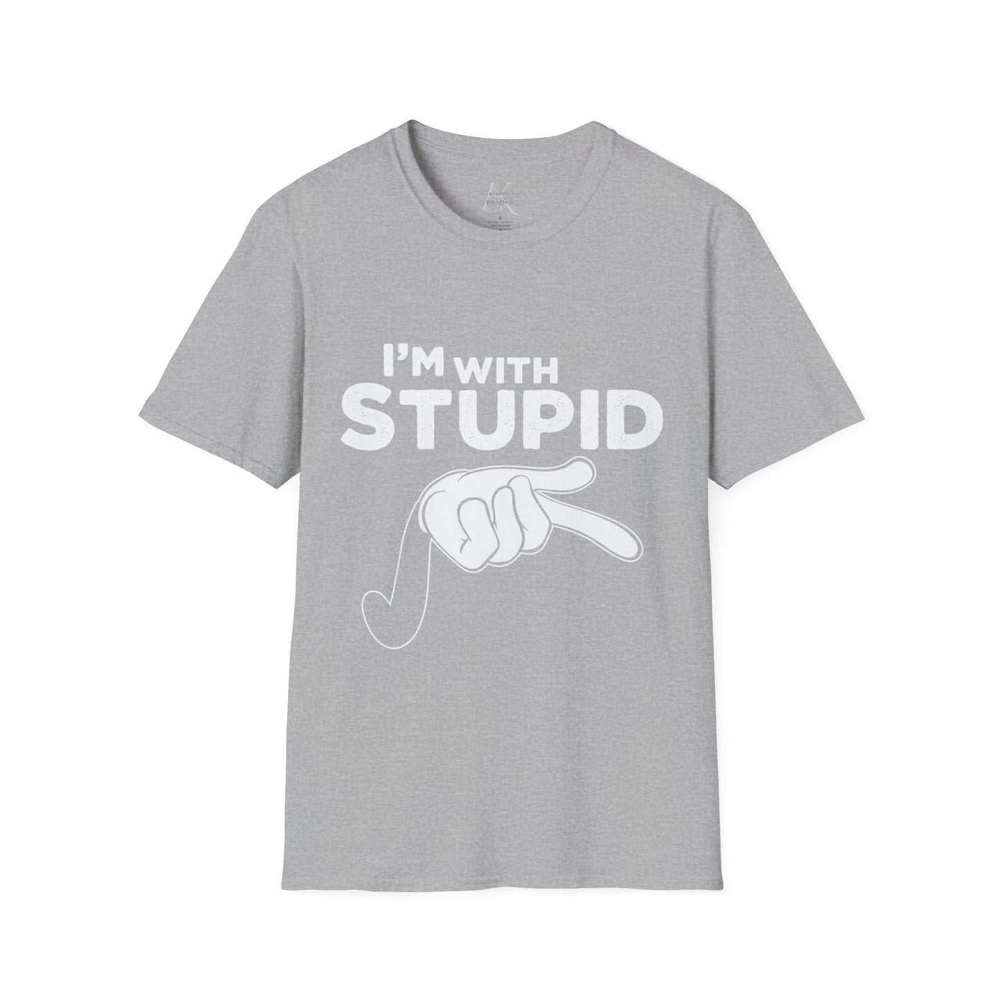 I’m With Stupid T-Shirt — Funny Graphic Tee with Pointing Hand