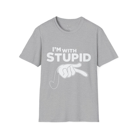 I’m With Stupid T-Shirt — Funny Graphic Tee with Pointing Hand