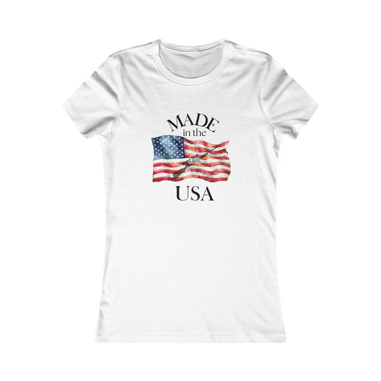 Women's Tee — "Made in the USA" American Flag Patriotic Shirt