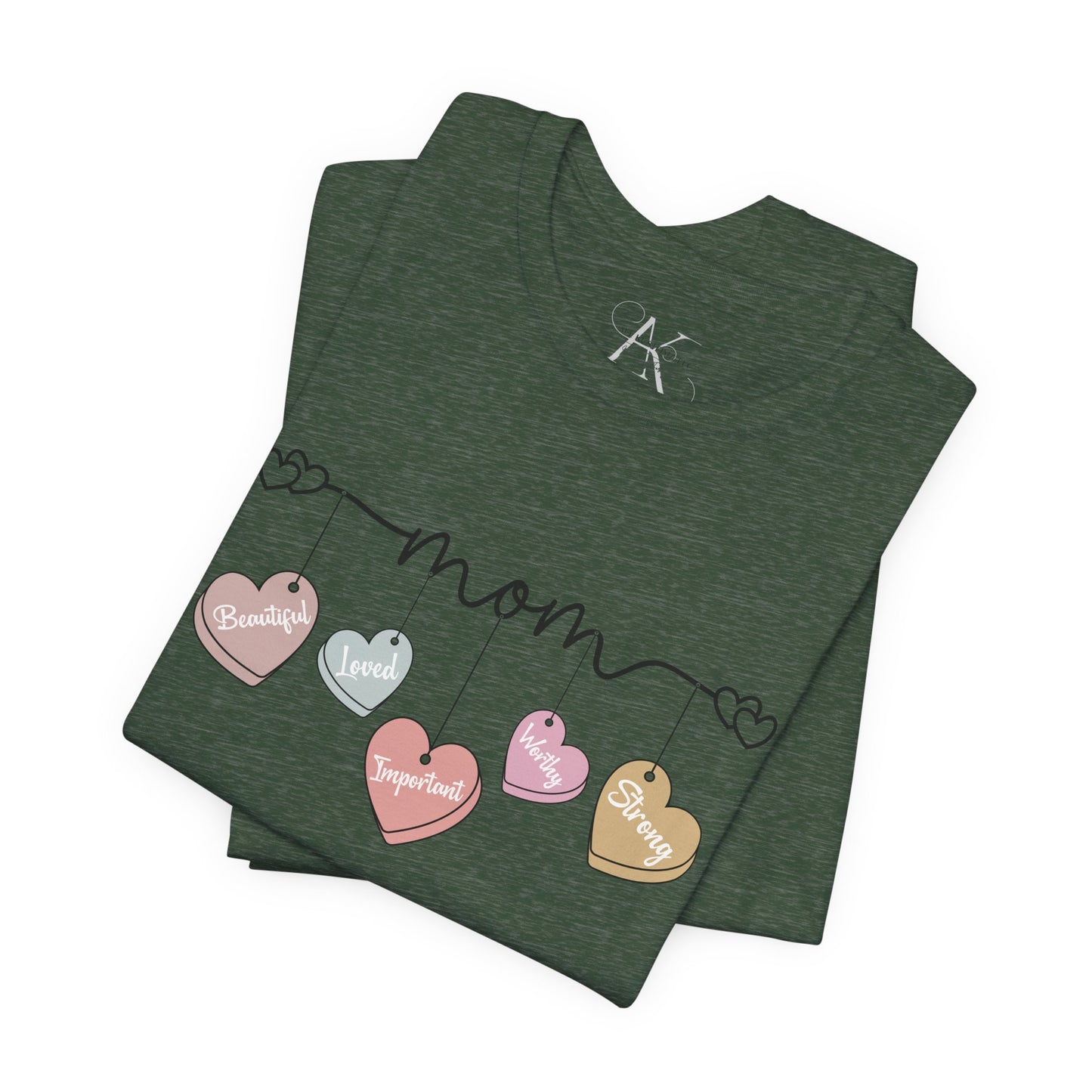 Mom Heart Garland T-Shirt — Mother’s Day Cute Pastel Hearts Tee
