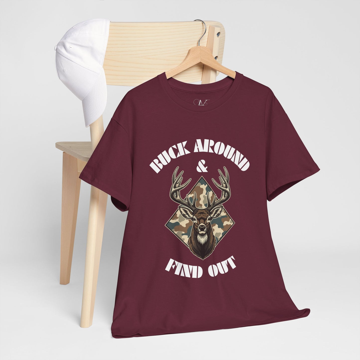 Buck Around & Find Out Deer T-Shirt — Camo Buck Hunting Tee