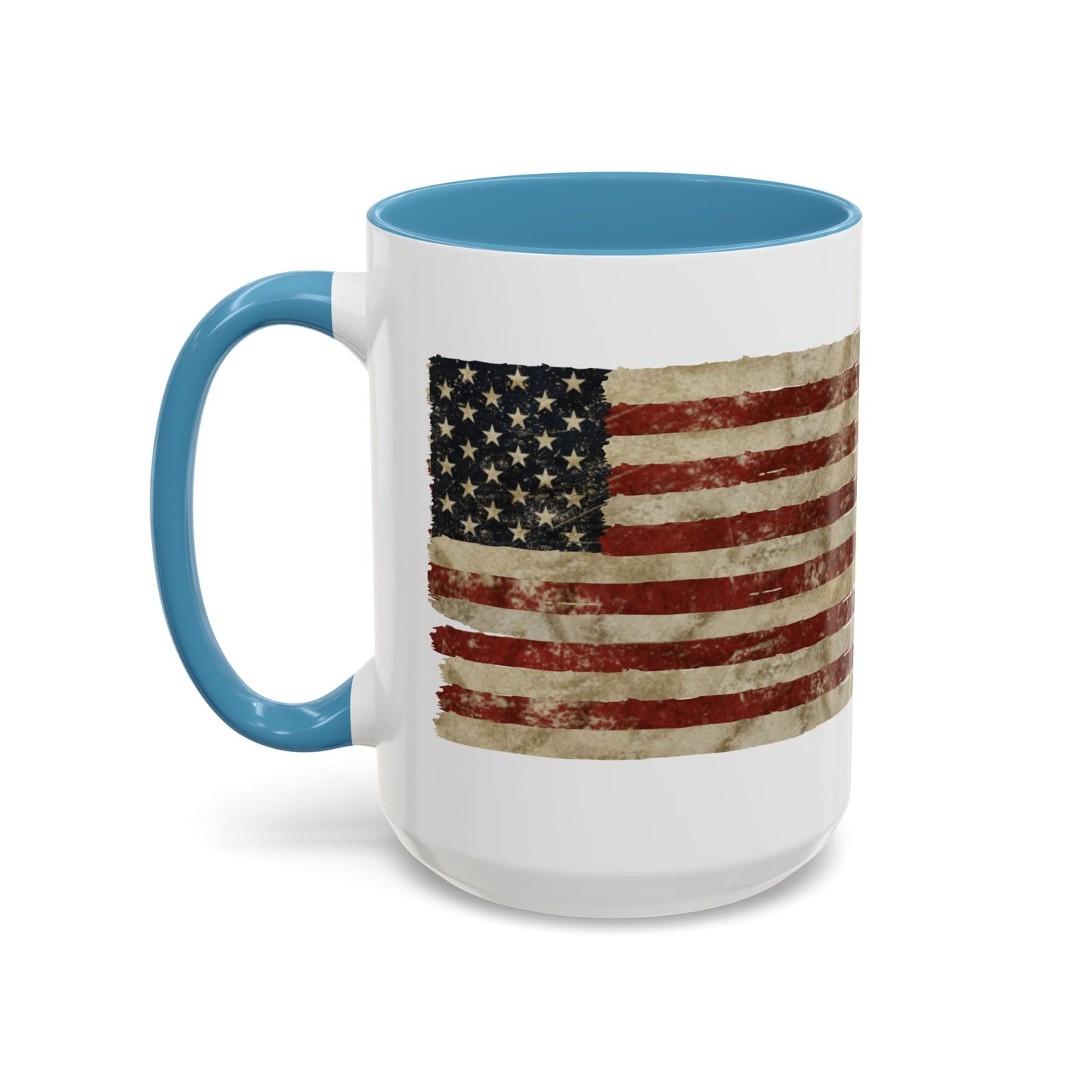 Distressed American Flag Accent Coffee Mug — Patriotic 11/15oz Ceramic