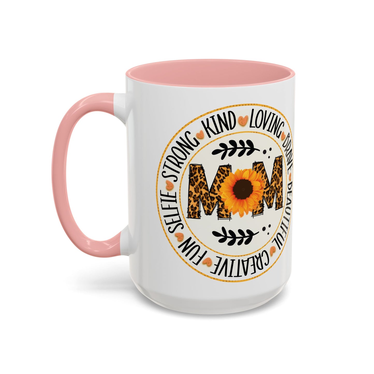 Mom Leopard Sunflower Coffee Mug — 'Mom' Floral Animal Print Accent Mug (11/15oz)