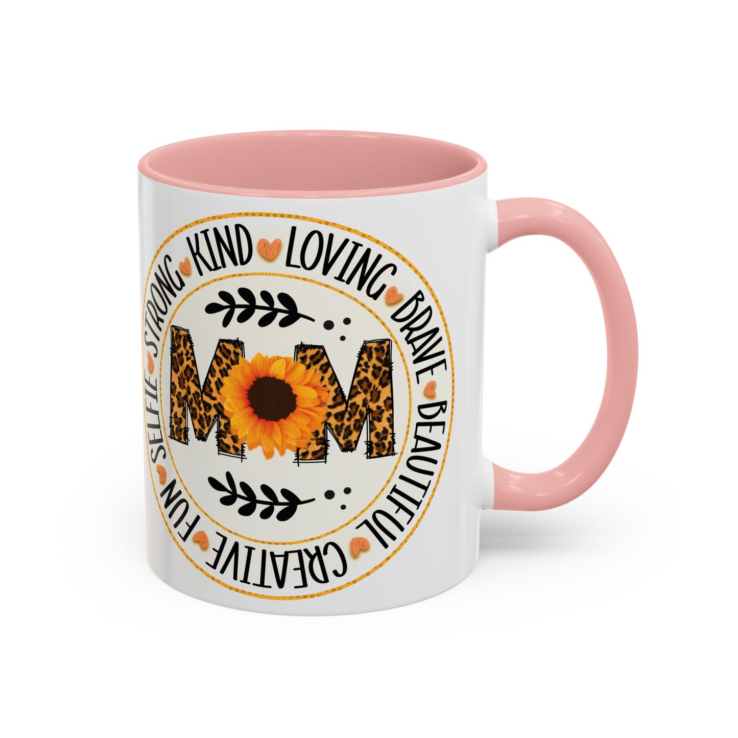 Mom Leopard Sunflower Coffee Mug — 'Mom' Floral Animal Print Accent Mug (11/15oz)