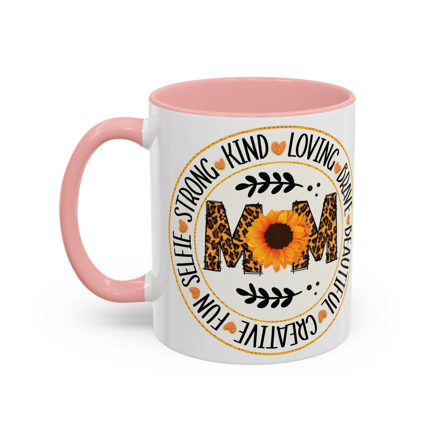 Mom Leopard Sunflower Coffee Mug — 'Mom' Floral Animal Print Accent Mug (11/15oz)