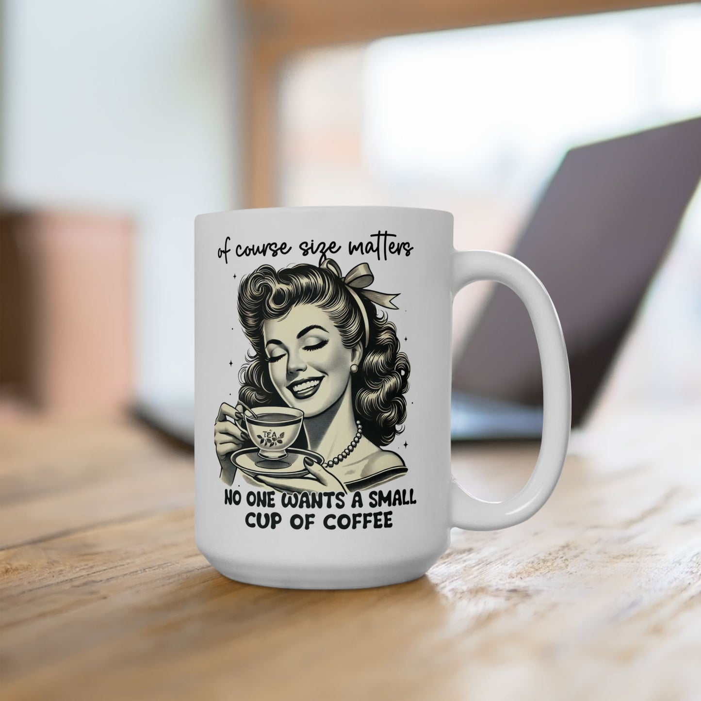 Size Matters Coffee Ceramic Mug — Funny Morning Mug for Coffee Lovers