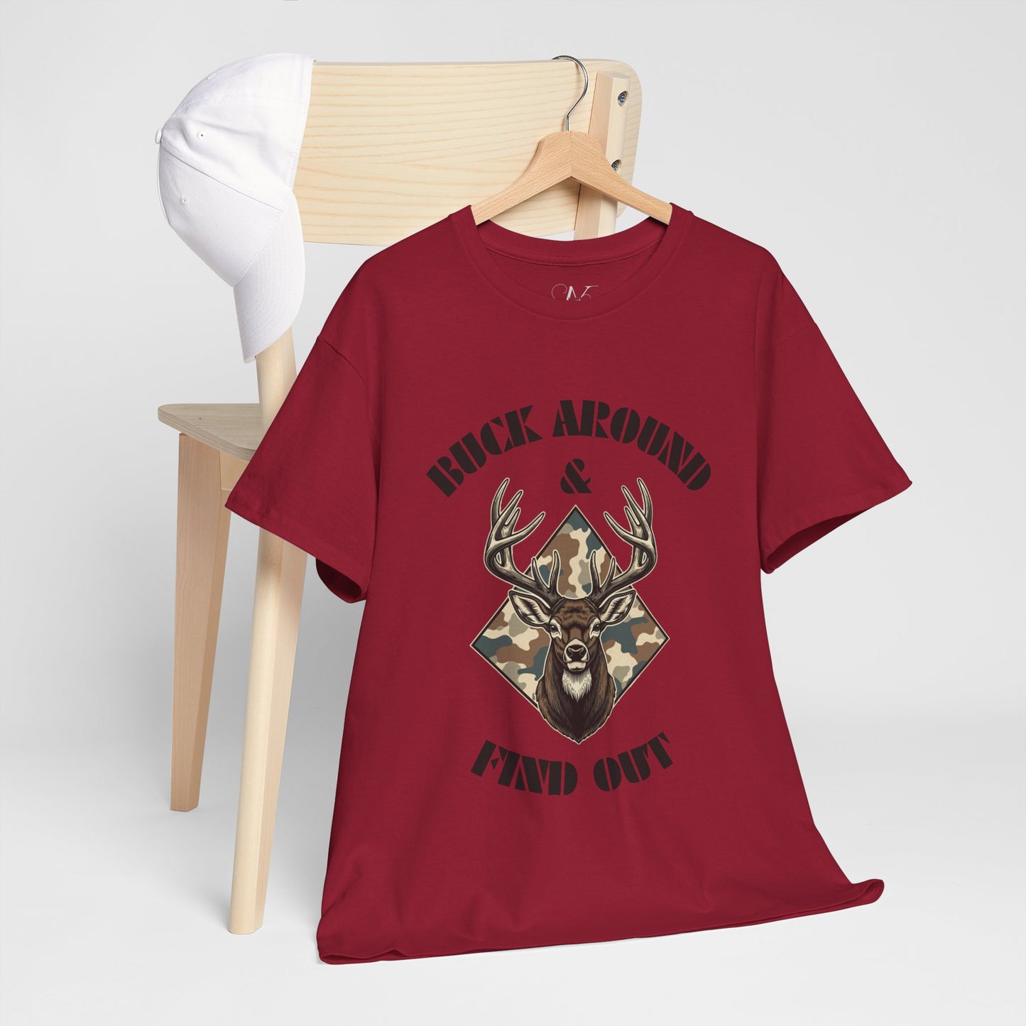 Buck Around & Find Out Deer T-Shirt — Camo Buck Hunting Tee