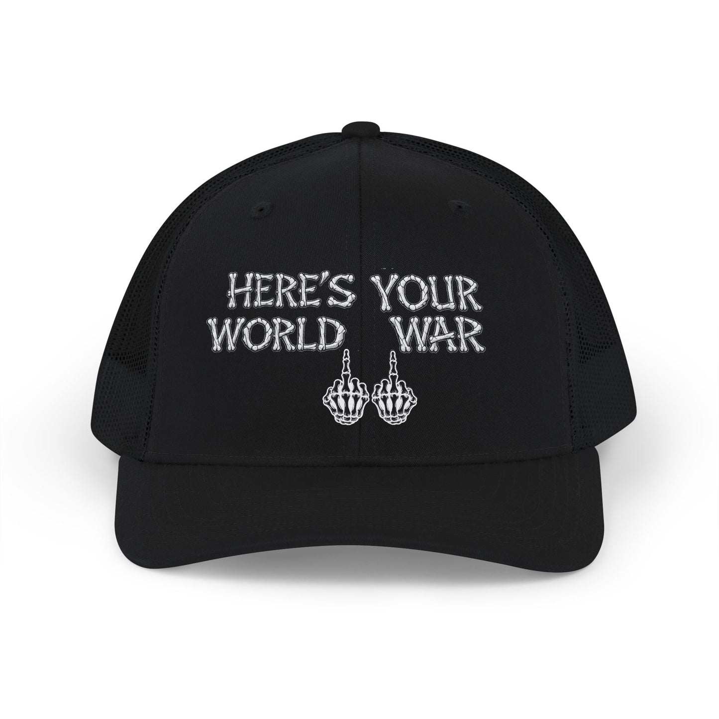 Trucker Cap — "Here’s Your World War 11" Bold Graphic Mesh Snapback