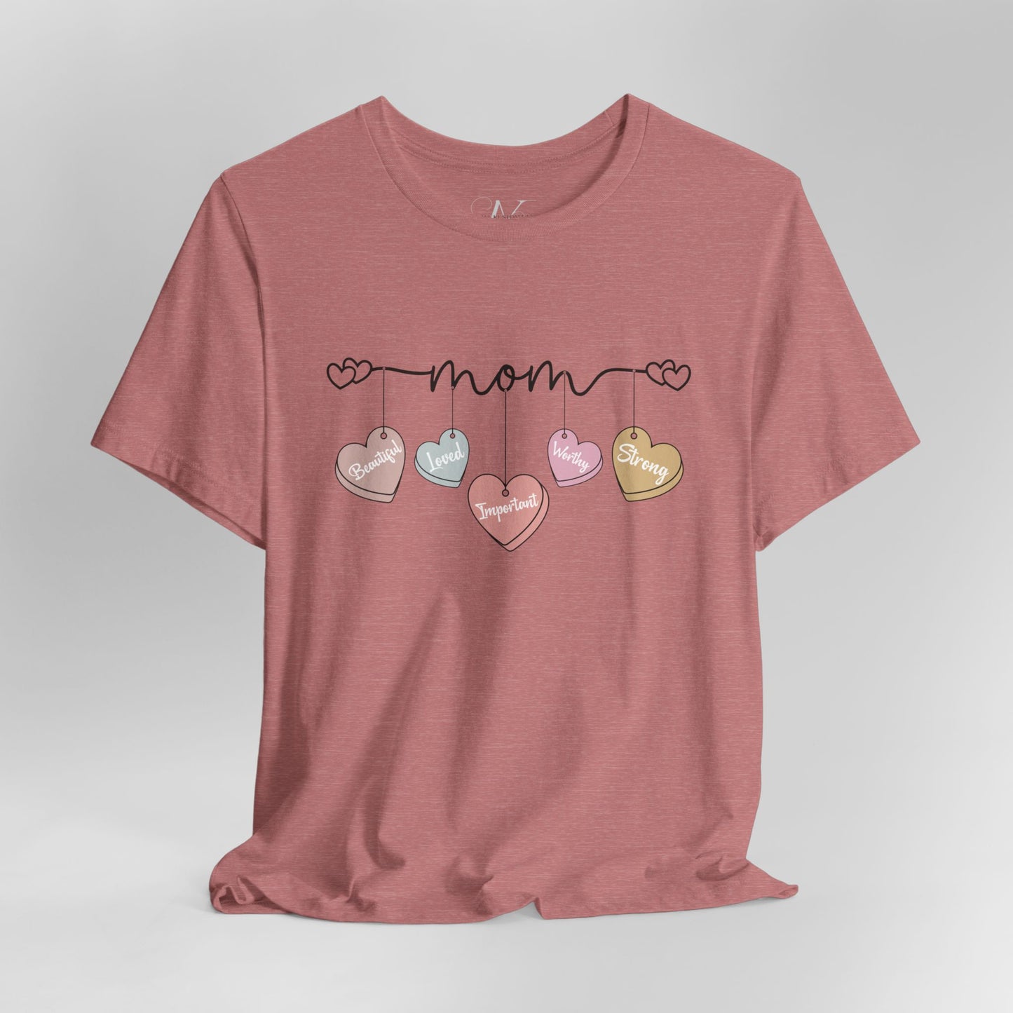 Mom Heart Garland T-Shirt — Mother’s Day Cute Pastel Hearts Tee