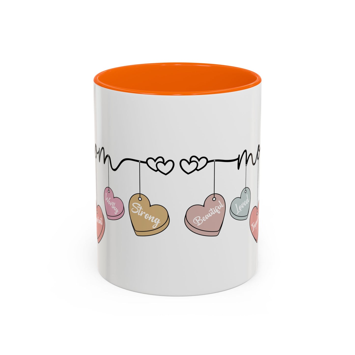 Mother’s Day Heart Charms Accent Coffee Mug — 'Mom' with Loving Words (11/15oz)