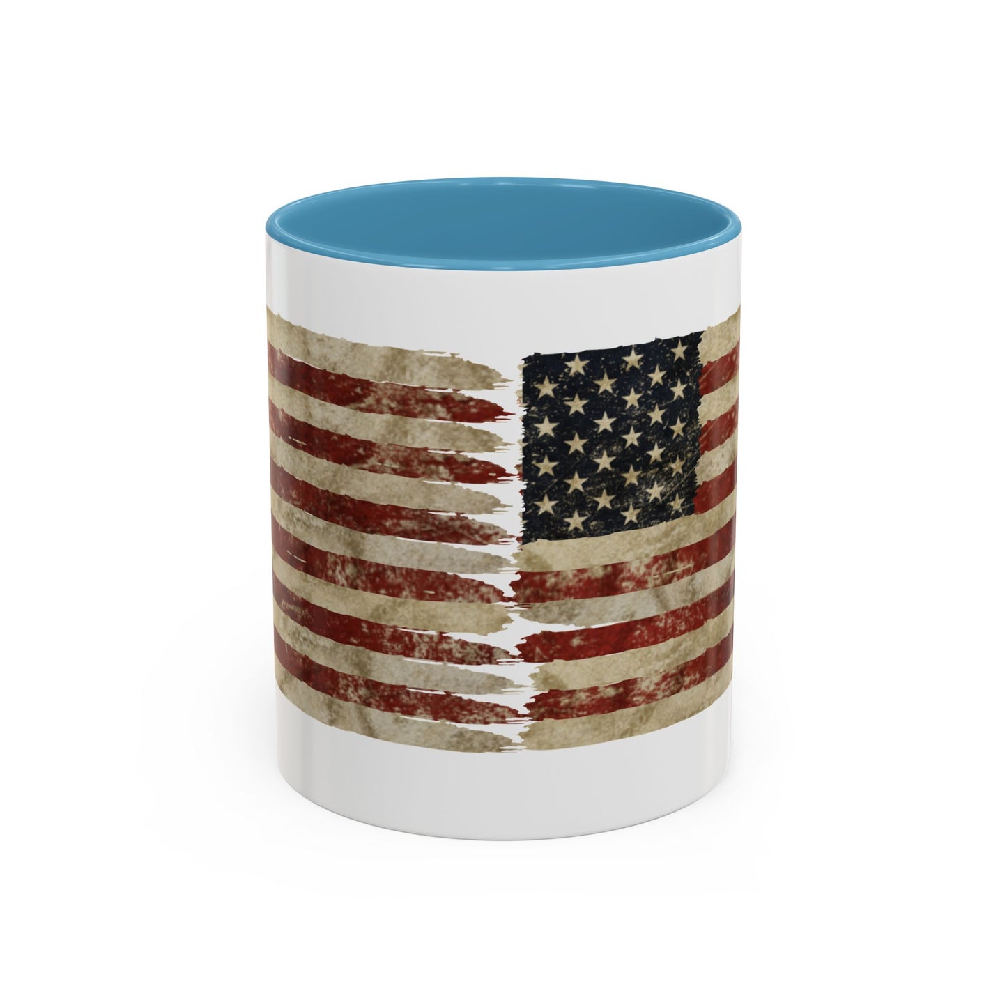 Distressed American Flag Accent Coffee Mug — Patriotic 11/15oz Ceramic