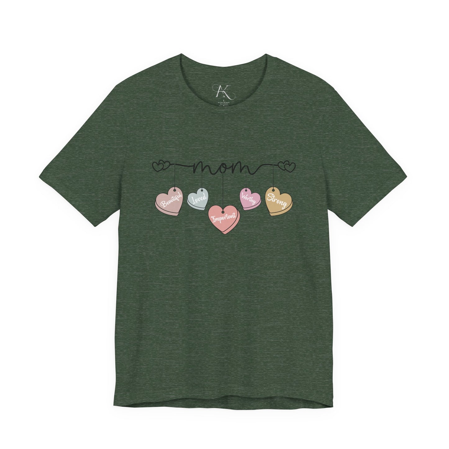 Mom Heart Garland T-Shirt — Mother’s Day Cute Pastel Hearts Tee