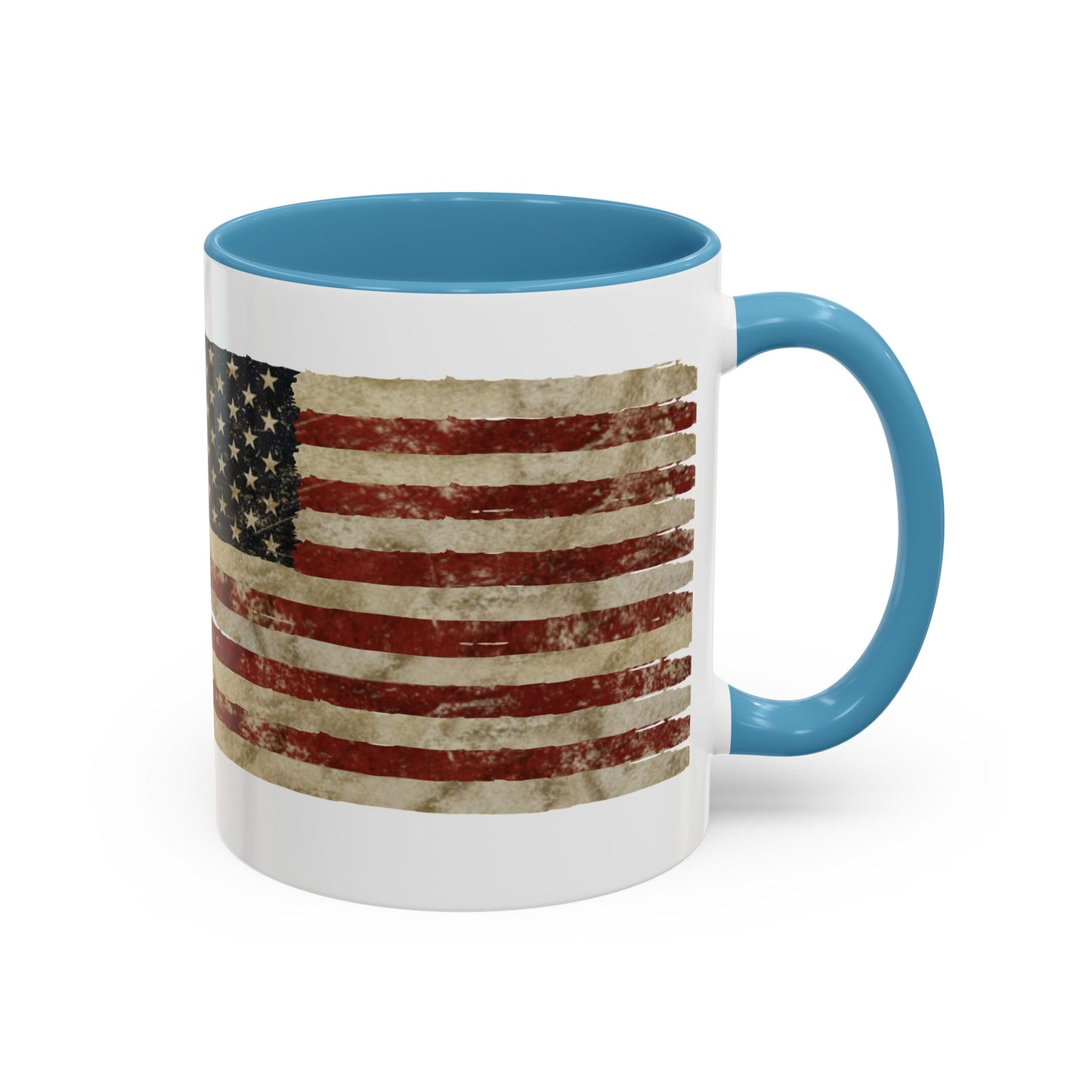 Distressed American Flag Accent Coffee Mug — Patriotic 11/15oz Ceramic