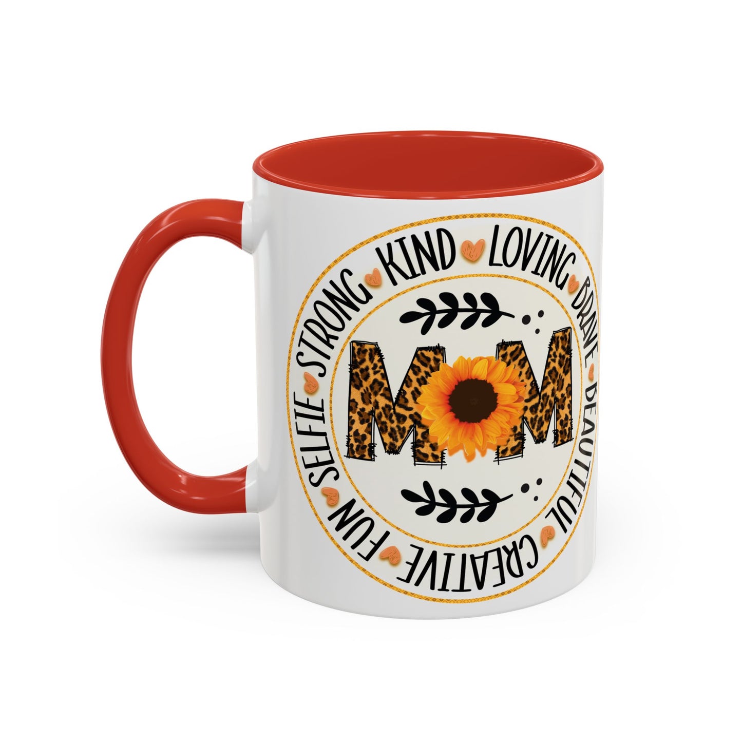 Mom Leopard Sunflower Coffee Mug — 'Mom' Floral Animal Print Accent Mug (11/15oz)