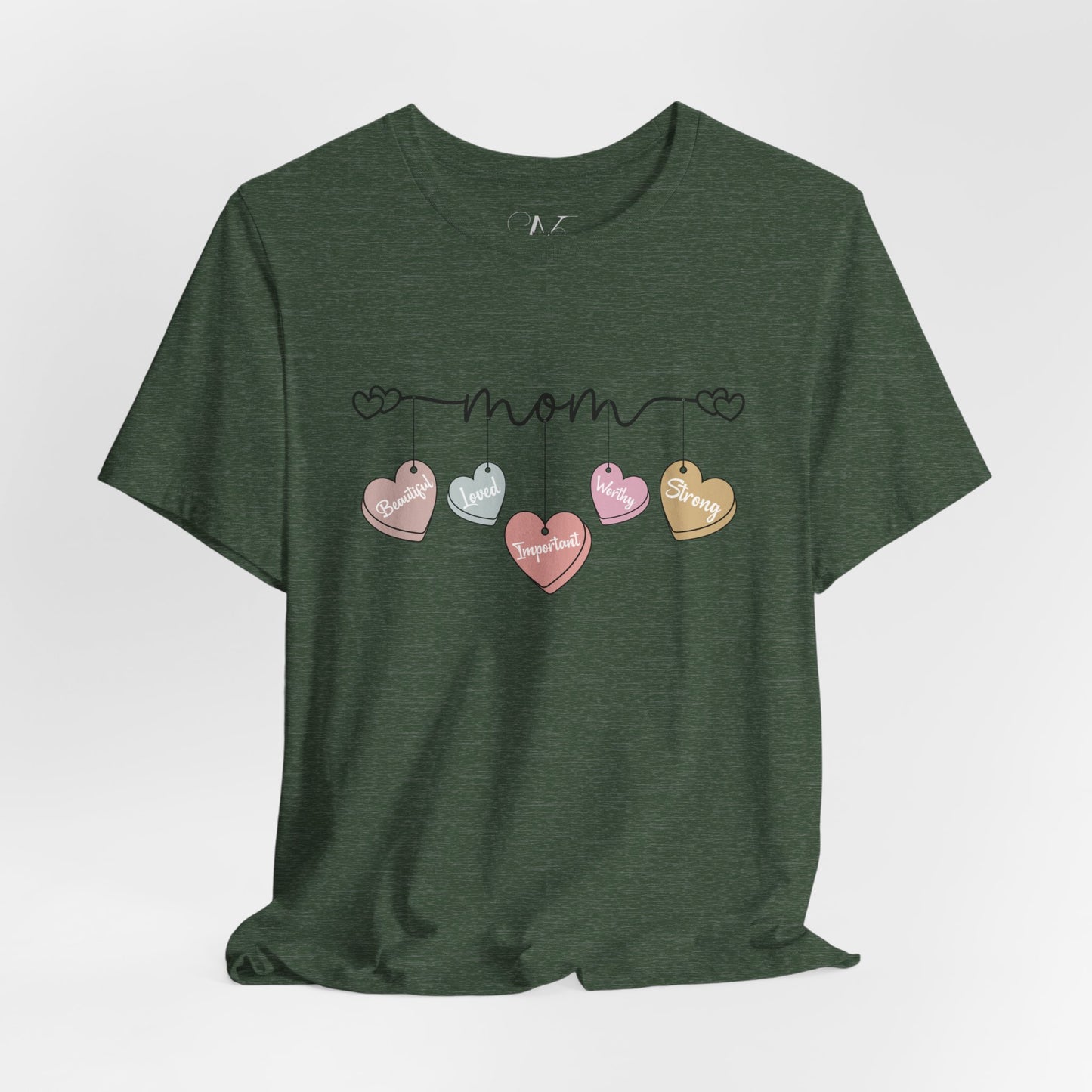 Mom Heart Garland T-Shirt — Mother’s Day Cute Pastel Hearts Tee