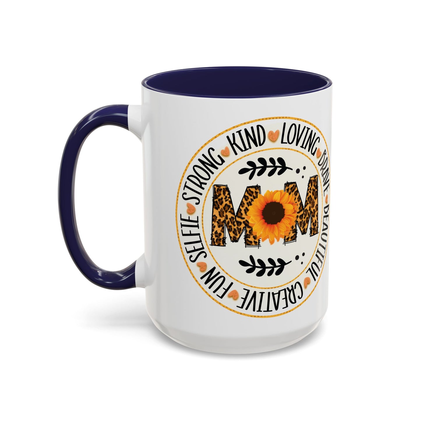 Mom Leopard Sunflower Coffee Mug — 'Mom' Floral Animal Print Accent Mug (11/15oz)