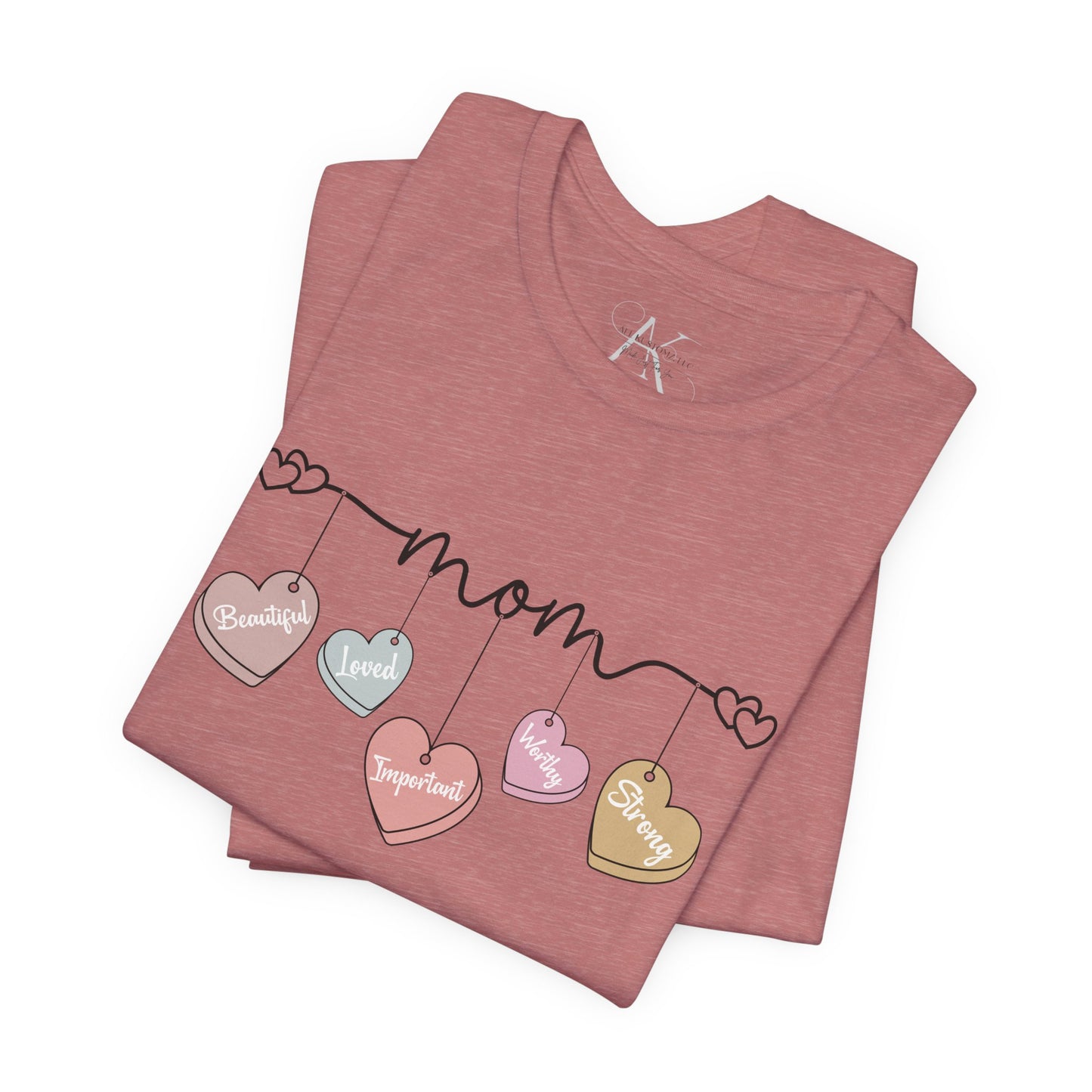 Mom Heart Garland T-Shirt — Mother’s Day Cute Pastel Hearts Tee