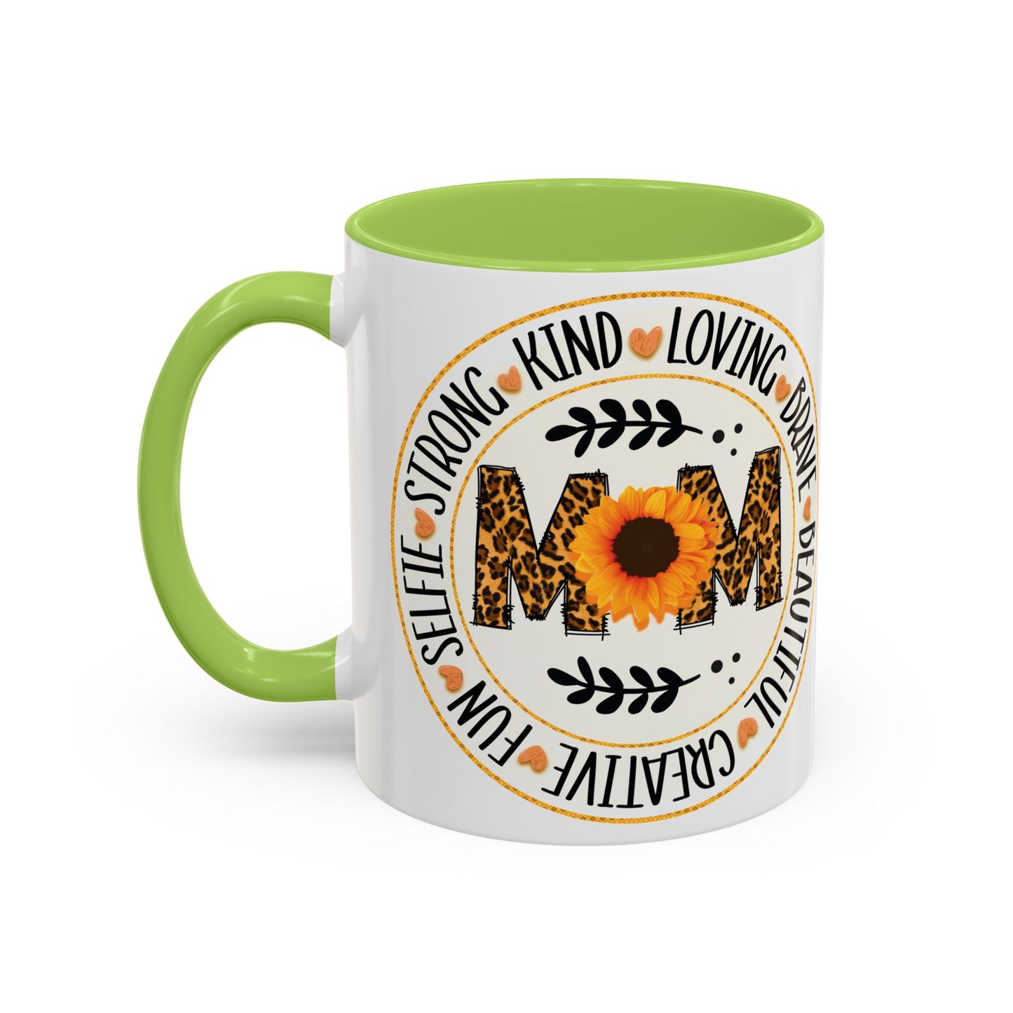 Mom Leopard Sunflower Coffee Mug — 'Mom' Floral Animal Print Accent Mug (11/15oz)