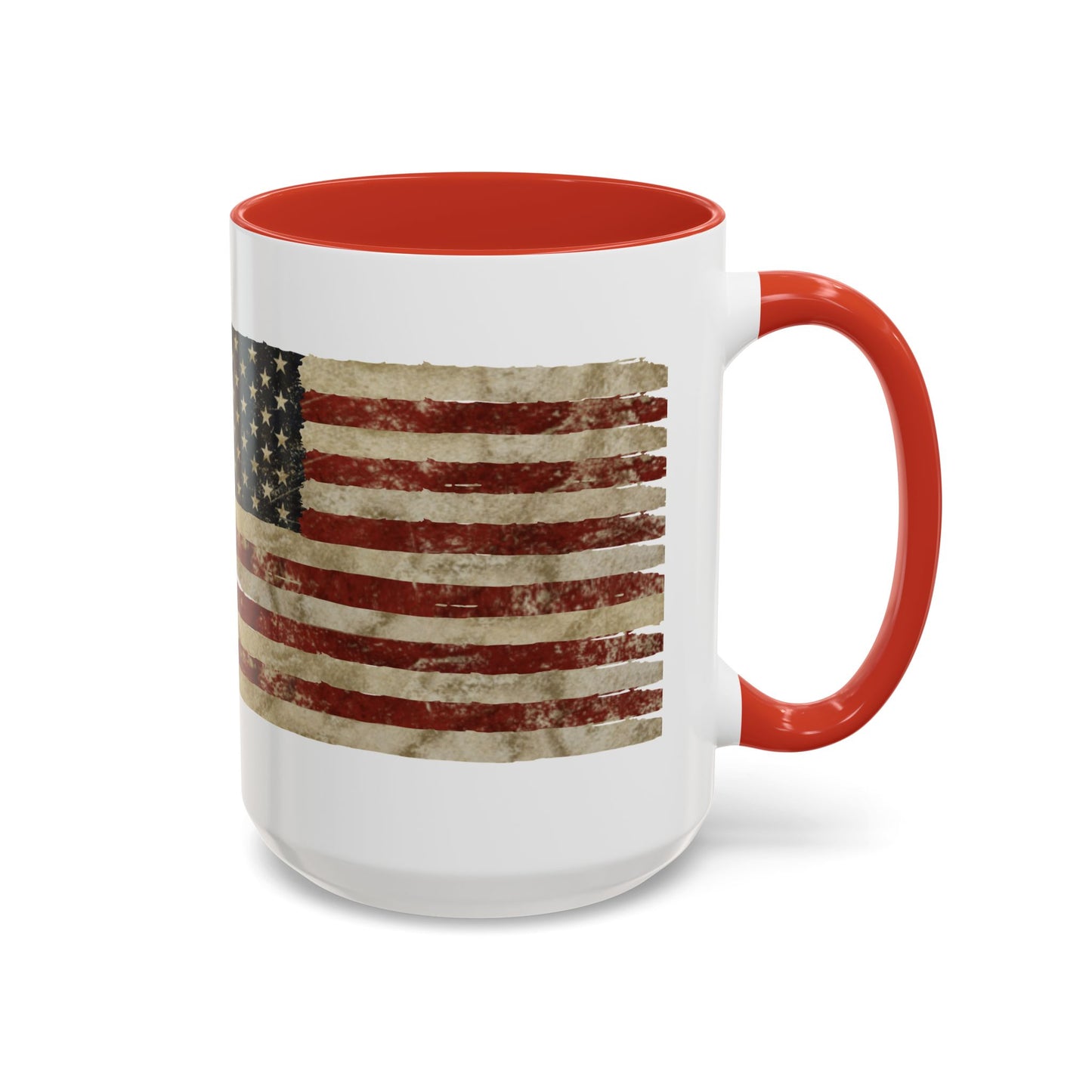 Distressed American Flag Accent Coffee Mug — Patriotic 11/15oz Ceramic