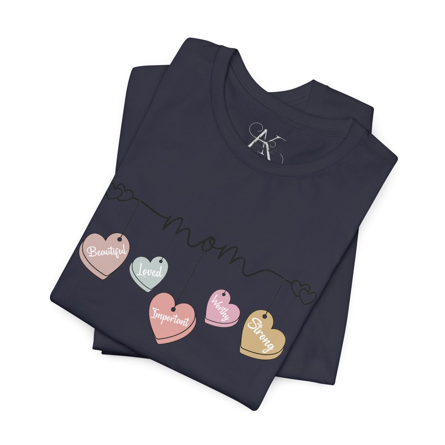 Mom Heart Garland T-Shirt — Mother’s Day Cute Pastel Hearts Tee