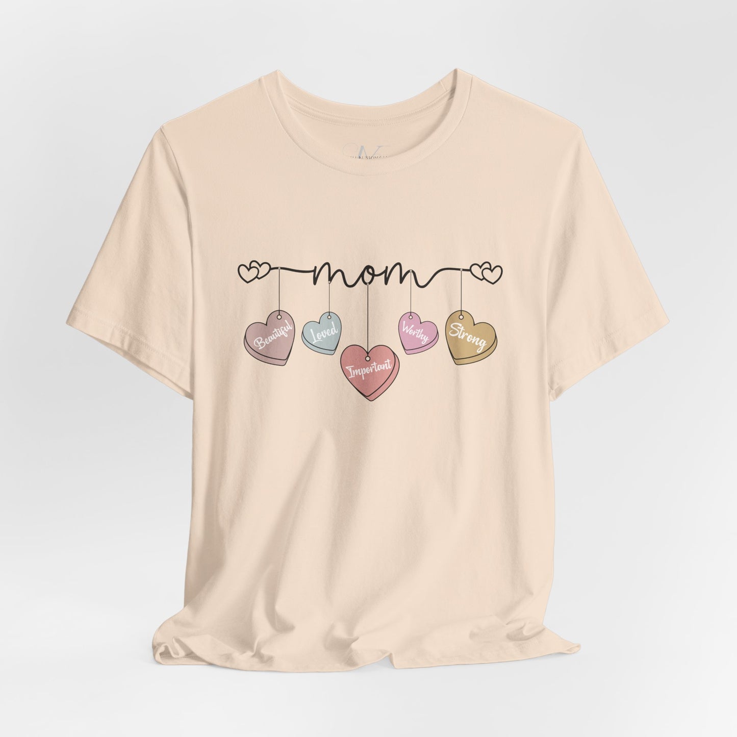 Mom Heart Garland T-Shirt — Mother’s Day Cute Pastel Hearts Tee