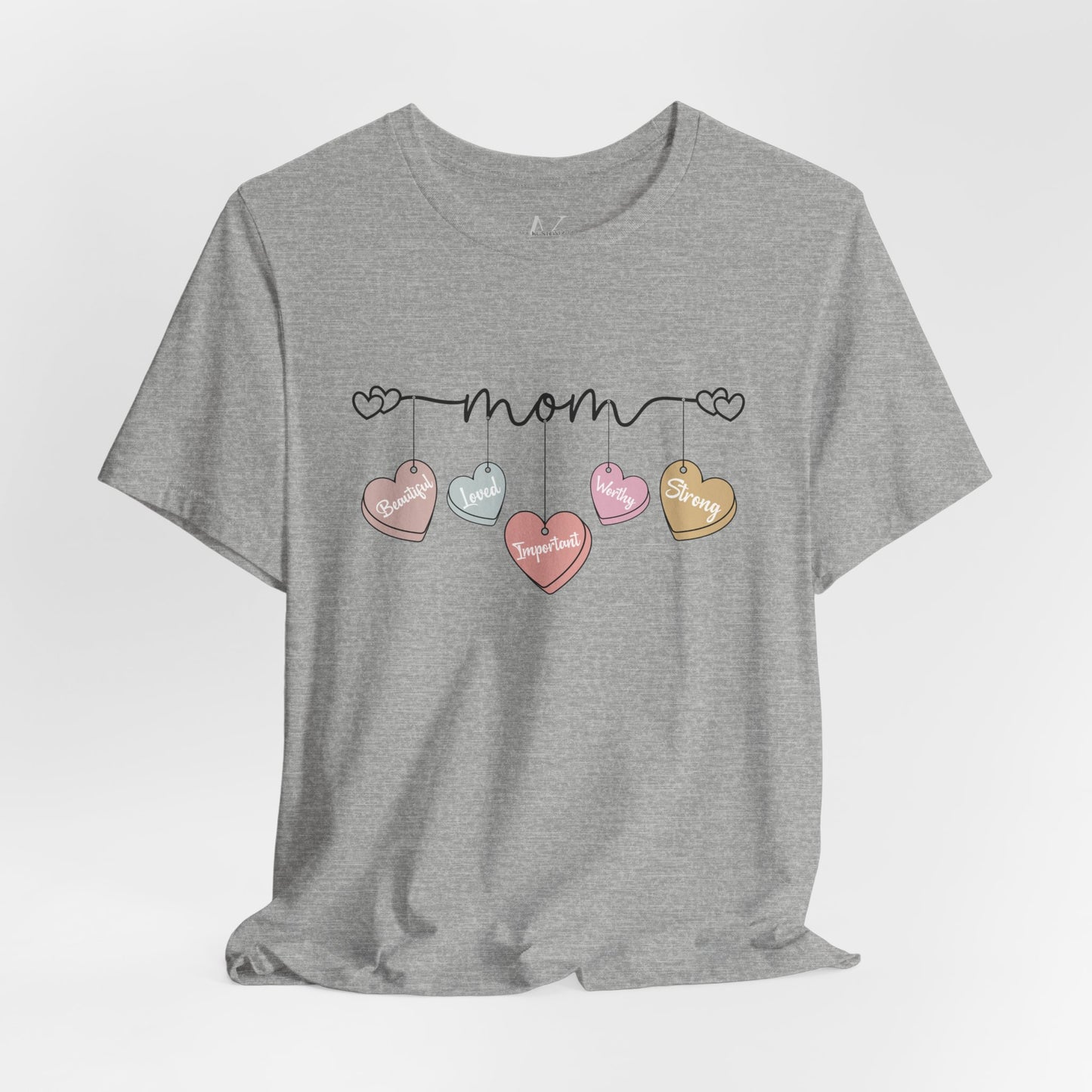Mom Heart Garland T-Shirt — Mother’s Day Cute Pastel Hearts Tee