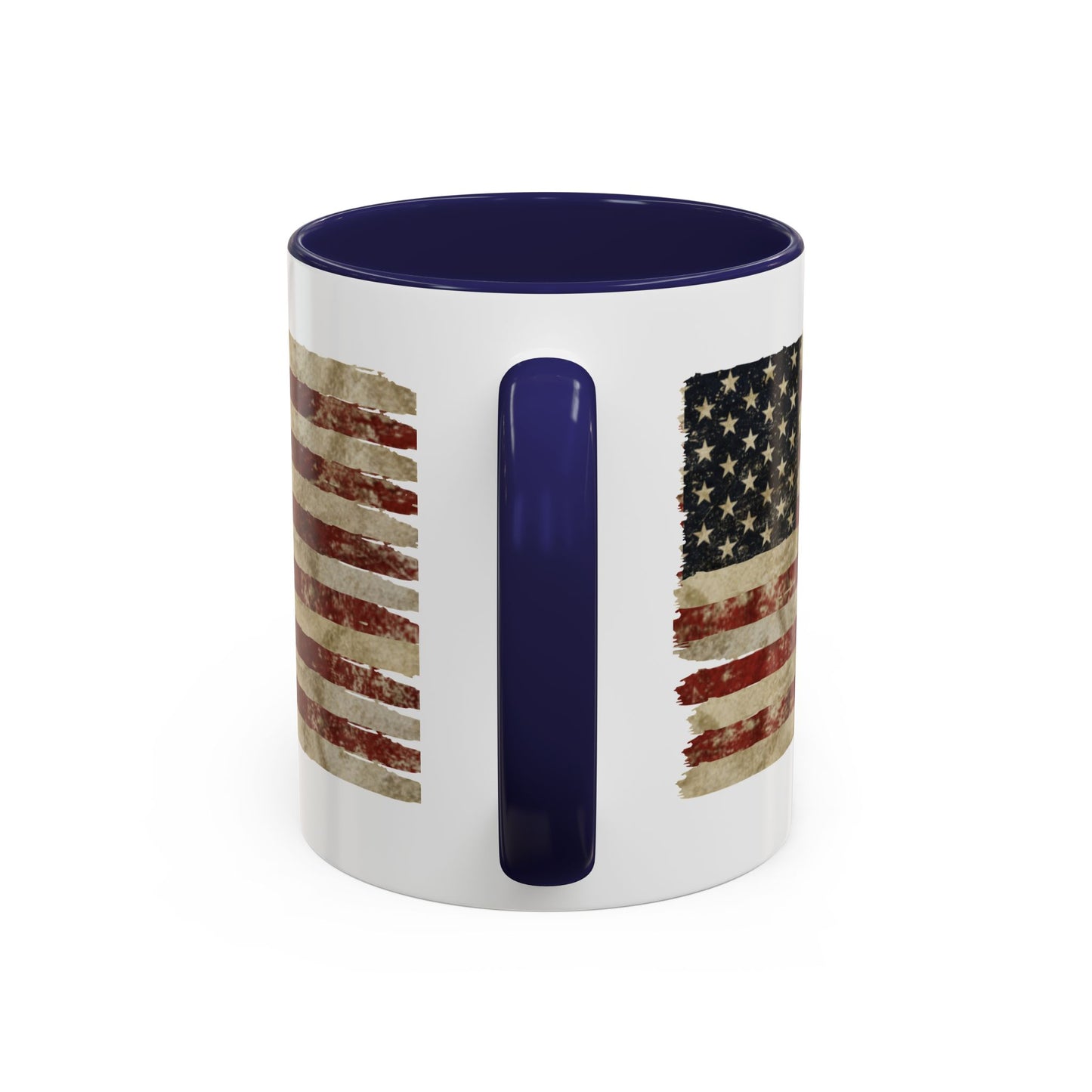 Distressed American Flag Accent Coffee Mug — Patriotic 11/15oz Ceramic