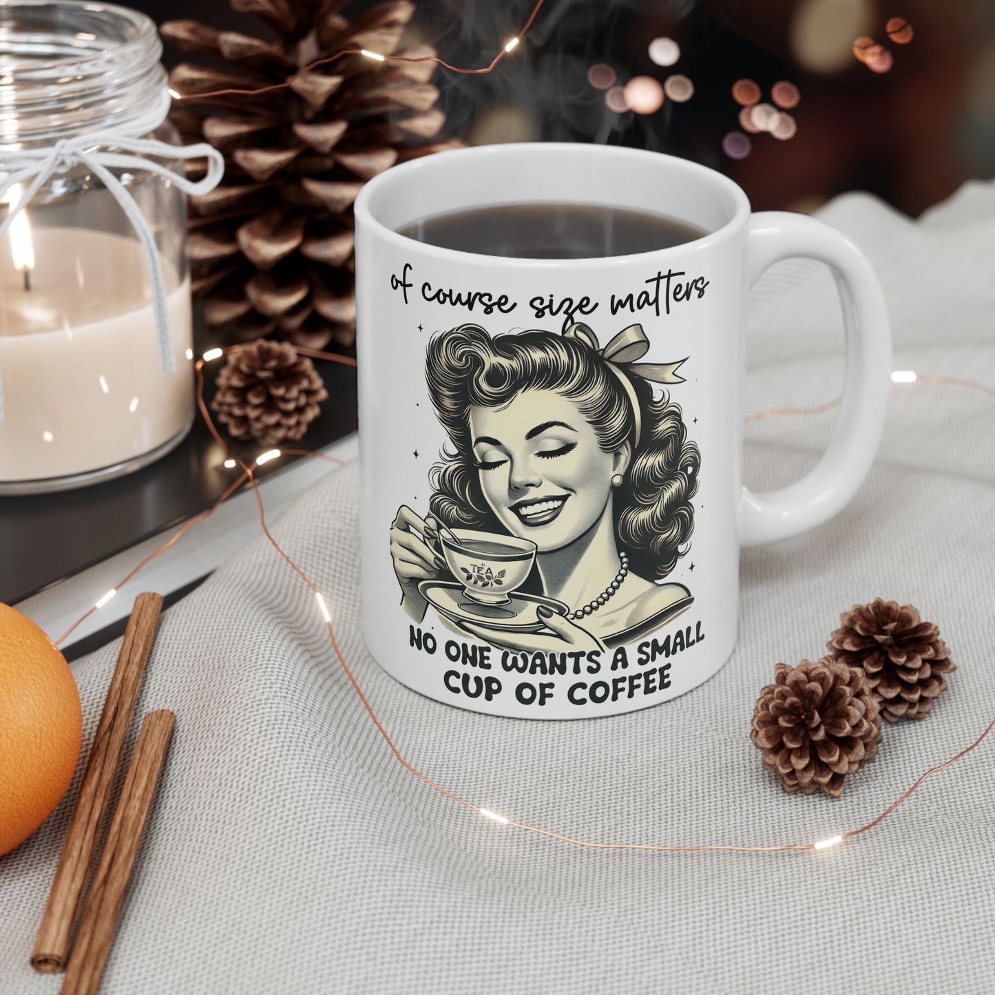 Size Matters Coffee Ceramic Mug — Funny Morning Mug for Coffee Lovers