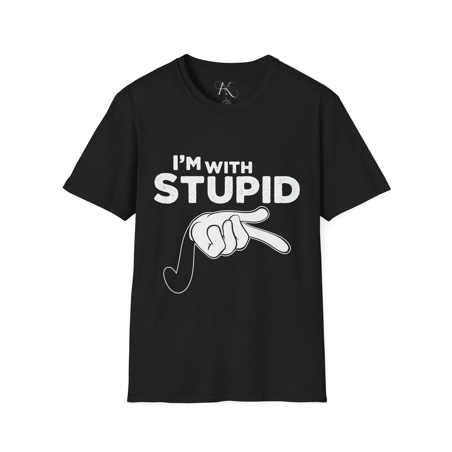 I’m With Stupid T-Shirt — Funny Graphic Tee with Pointing Hand