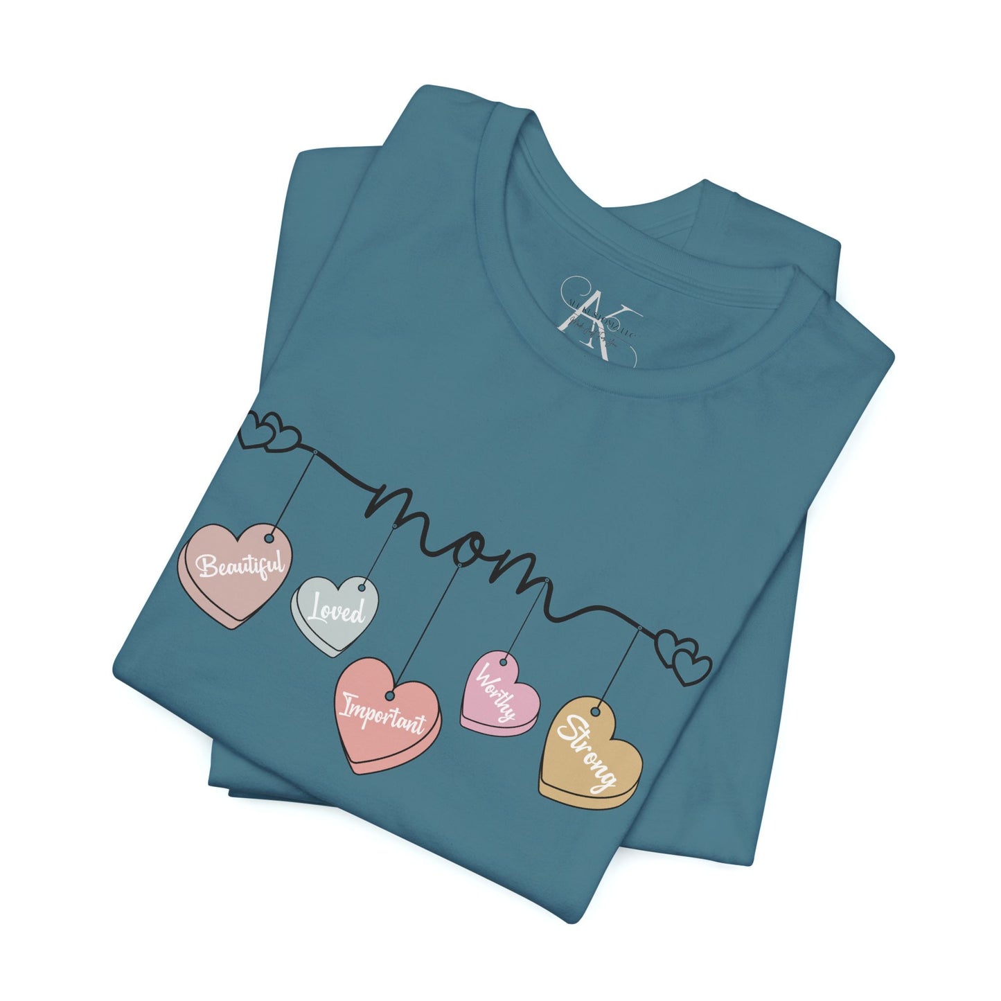Mom Heart Garland T-Shirt — Mother’s Day Cute Pastel Hearts Tee
