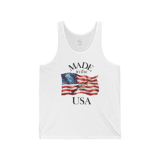Made in the USA Flag Tank Top – Patriotic American Flag Summer Shirt