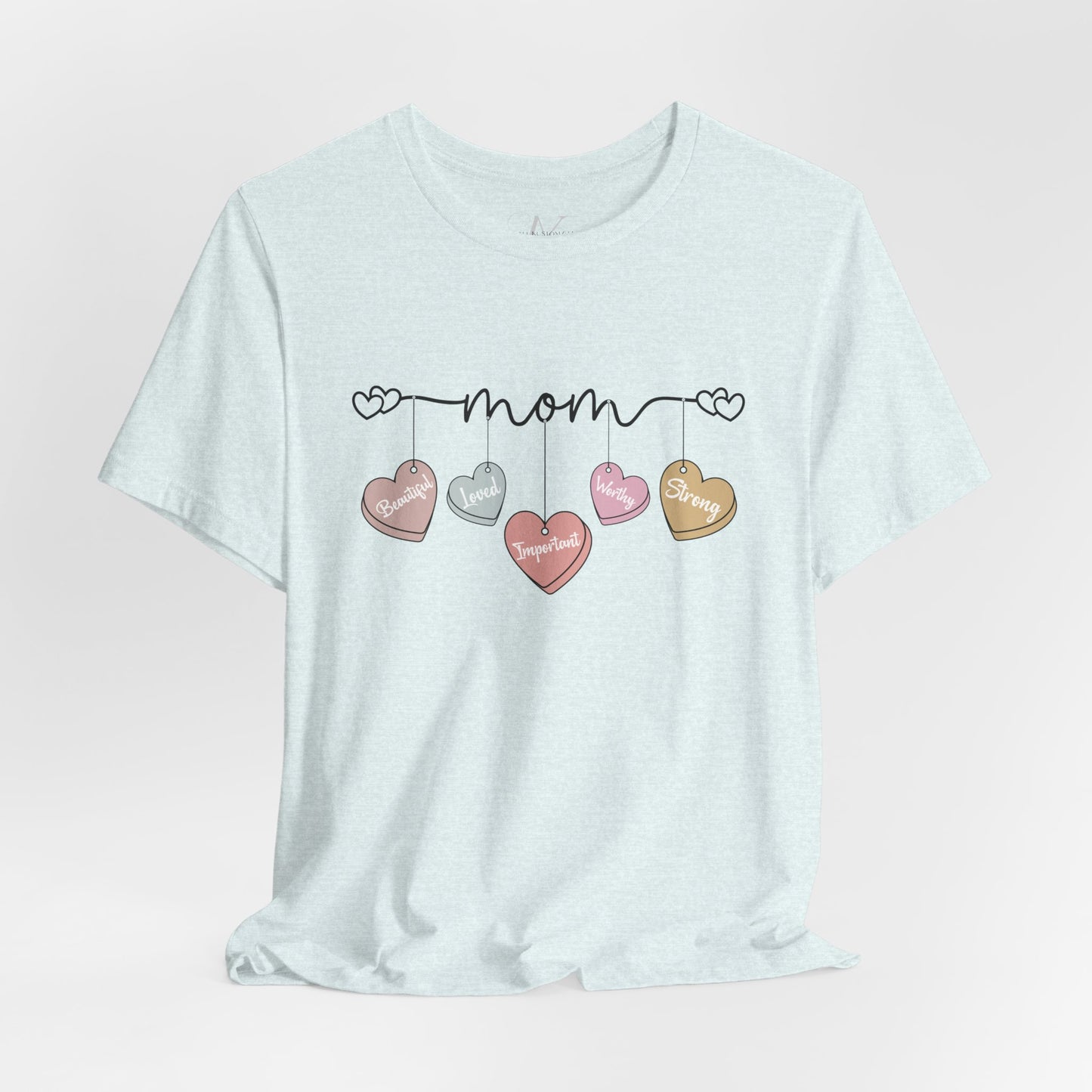Mom Heart Garland T-Shirt — Mother’s Day Cute Pastel Hearts Tee
