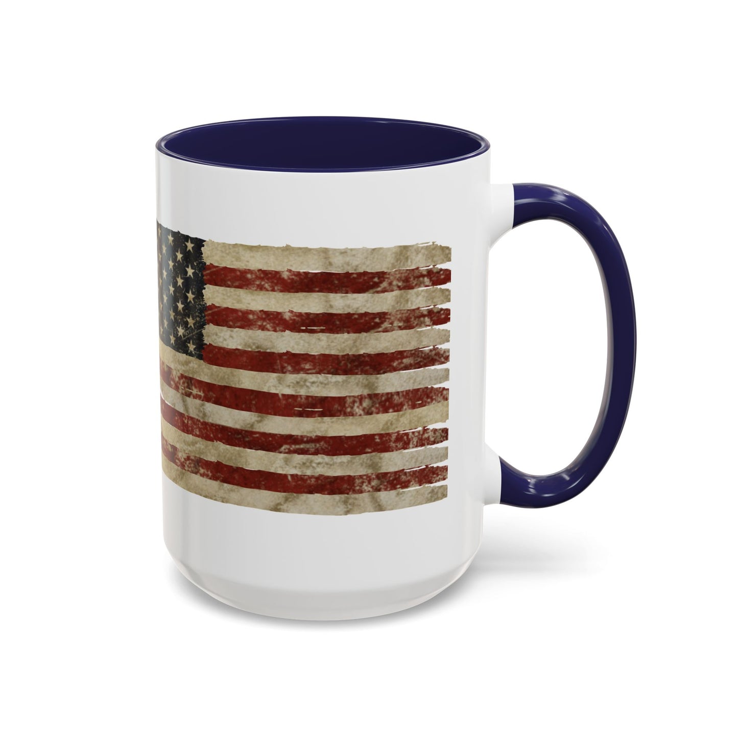 Distressed American Flag Accent Coffee Mug — Patriotic 11/15oz Ceramic