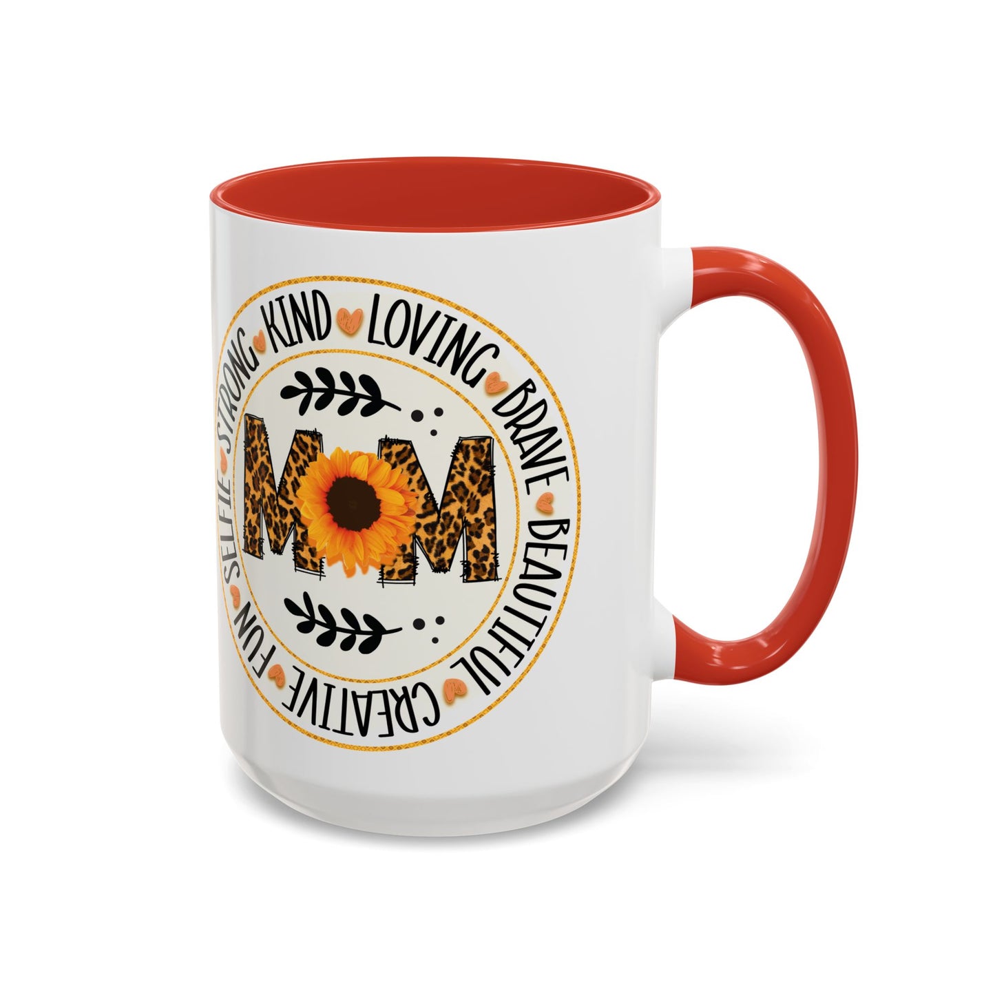 Mom Leopard Sunflower Coffee Mug — 'Mom' Floral Animal Print Accent Mug (11/15oz)
