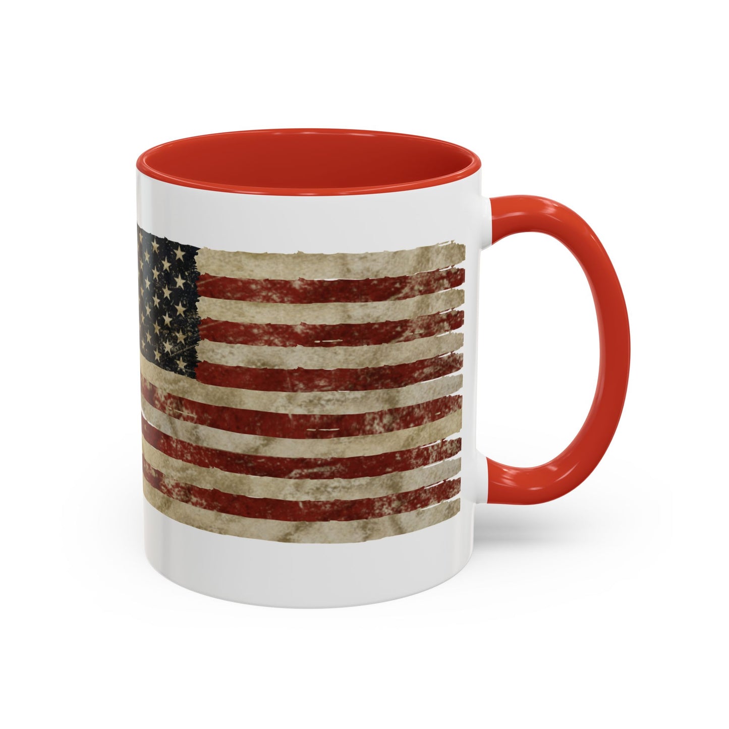 Distressed American Flag Accent Coffee Mug — Patriotic 11/15oz Ceramic